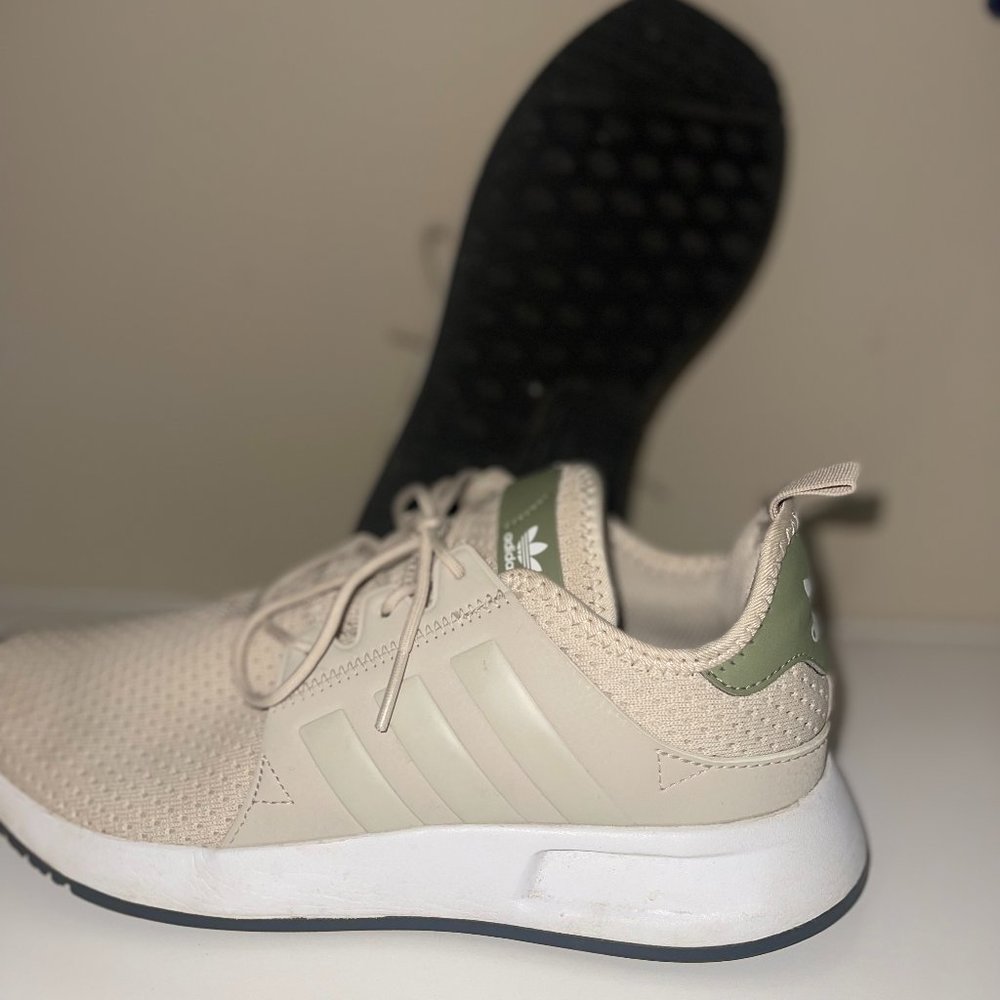 Youth oatmeal and green Adidas Ortholite Sneakers